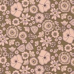 Algodón estampado KASHI Verde / Melocotón
